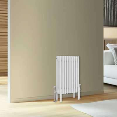 Rinse Bathrooms Traditional Cast Iron Style 4 Colomn Column Horizontal Radiator White 600 x 425mm