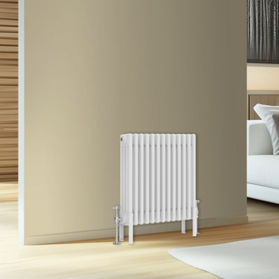 Rinse Bathrooms Traditional Cast Iron Style 4 Colomn Column Horizontal Radiator White 600 x 605mm