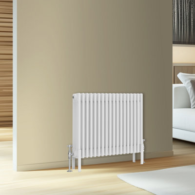 Rinse Bathrooms Traditional Cast Iron Style 4 Colomn Column Horizontal Radiator White 600 x 830mm