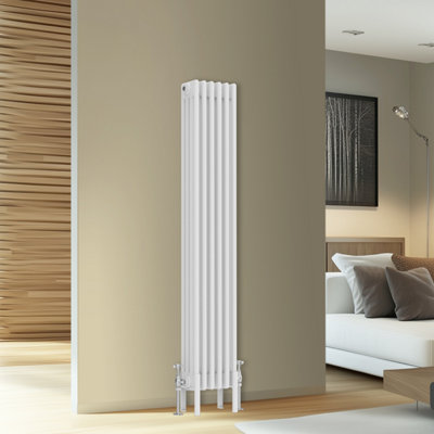 Rinse Bathrooms Traditional Cast Iron Style 4 Colomn Column Vertical Radiator White 1500 x 290mm