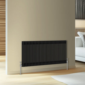 Rinse Bathrooms Traditional Cast Iron Style Double Column Horizontal Radiator Black 600 x 1460mm
