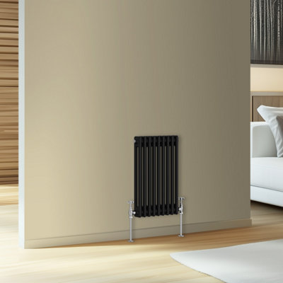 Rinse Bathrooms Traditional Cast Iron Style Double Column Horizontal Radiator Black 600 x 425mm