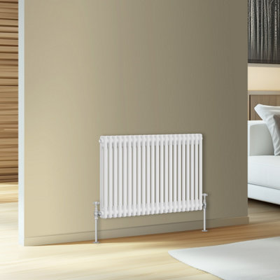 Rinse Bathrooms Traditional Cast Iron Style Double Column Horizontal Radiator White 600 x 1010mm