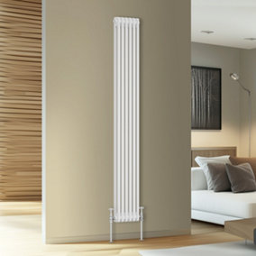 Rinse Bathrooms Traditional Cast Iron Style Double Column Vertical Radiator White 1800 x 290mm