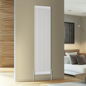 Rinse Bathrooms Traditional Cast Iron Style Double Column Vertical Radiator White 1800 x 560mm