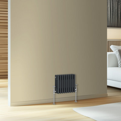 Rinse Bathrooms Traditional Cast Iron Style Triple Column Horizontal Radiator Anthracite 300 x 427mm