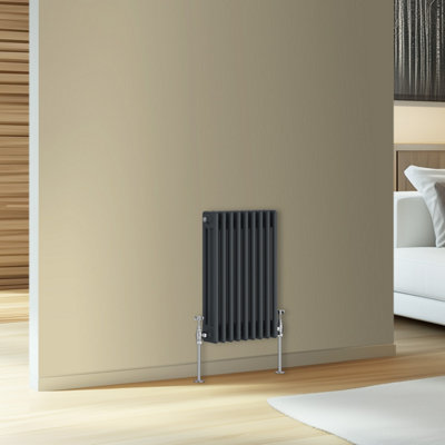 Rinse Bathrooms Traditional Cast Iron Style Triple Column Horizontal Radiator Anthracite 600 x 427mm