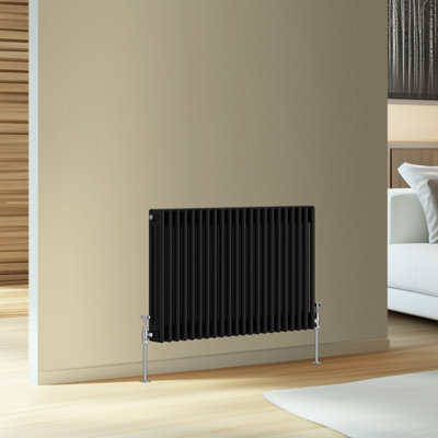 Rinse Bathrooms Traditional Cast Iron Style Triple Column Horizontal Radiator Black 600 x 1012mm