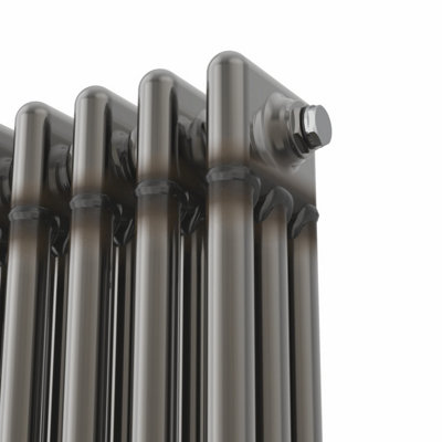 Rinse Bathrooms Traditional Cast Iron Style Triple Column Horizontal Radiator Raw Metal 300 x 427mm