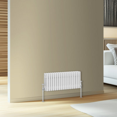 Rinse Bathrooms Traditional Cast Iron Style Triple Column Horizontal Radiator White 300 x 832mm