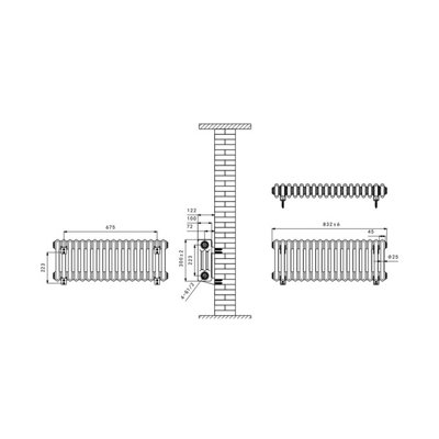 Rinse Bathrooms Traditional Cast Iron Style Triple Column Horizontal ...
