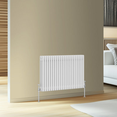 Rinse Bathrooms Traditional Cast Iron Style Triple Column Horizontal Radiator White 600 x 1012mm