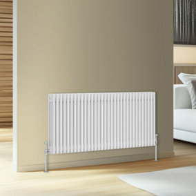 Rinse Bathrooms Traditional Cast Iron Style Triple Column Horizontal Radiator White 600 x 1462mm