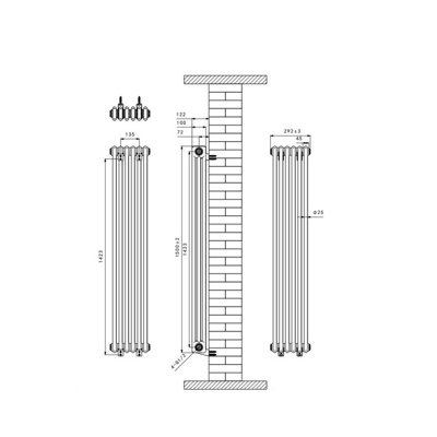 Rinse Bathrooms Traditional Cast Iron Style Triple Column Vertical ...