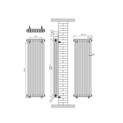 Rinse Bathrooms Traditional Cast Iron Style Triple Column Vertical ...