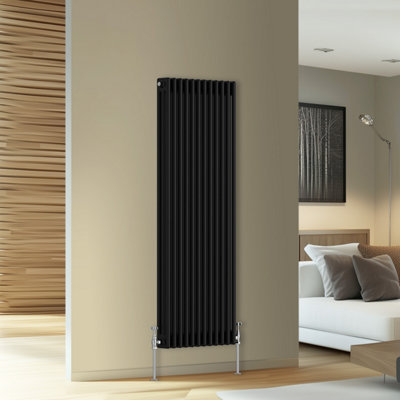 Rinse Bathrooms Traditional Cast Iron Style Triple Column Vertical Radiator Black 1500 x 562mm