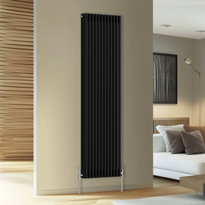 Rinse Bathrooms Traditional Cast Iron Style Triple Column Vertical Radiator Black 1800 x 562mm