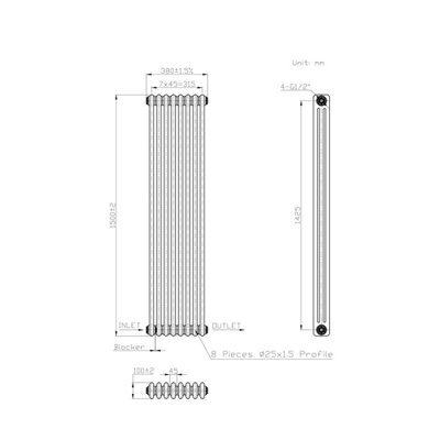 Rinse Bathrooms Traditional Cast Iron Style Triple Column Vertical ...