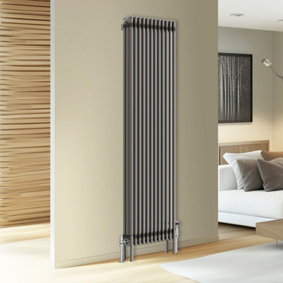 Rinse Bathrooms Traditional Cast Iron Style Triple Column Vertical Radiator Raw Metal 1800 x 562mm