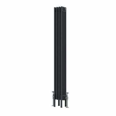 Rinse Bathrooms Traditional Radiator 1500x200mm Anthracite Vertical 4 Column Cast Iron Radiators Central Heating Heater Rads