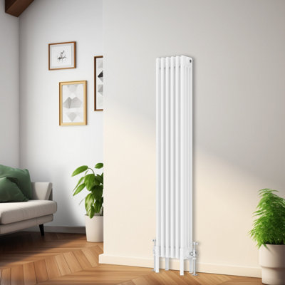 Rinse Bathrooms Traditional Radiator 1500x290mm White Vertical 4 Column Cast Iron Radiators Central Heating Heater Rads