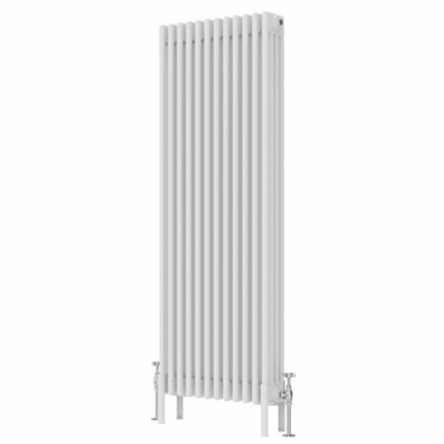 Rinse Bathrooms Traditional Radiator 1500x560mm White Vertical 4 Column ...