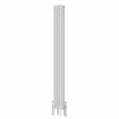 Rinse Bathrooms Traditional Radiator 1800x200mm White Vertical 4 Column Cast Iron Radiators Central Heating Heater Rads