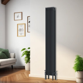 Rinse Bathrooms Traditional Radiator 1800x290mm Anthracite Vertical 4 Column Cast Iron Radiators Central Heating Heater Rads