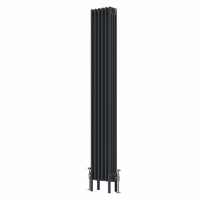 Rinse Bathrooms Traditional Radiator 1800x290mm Anthracite Vertical 4 Column Cast Iron Radiators Central Heating Heater Rads