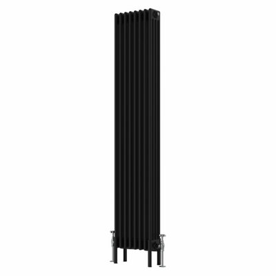 Rinse Bathrooms Traditional Radiator 1800x380mm Black Vertical 4 Column Cast Iron Radiators Central Heating Heater Rads