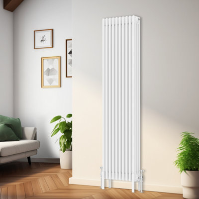 Rinse Bathrooms Traditional Radiator 1800x470mm White Vertical 4 Column Cast Iron Radiators Central Heating Heater Rads