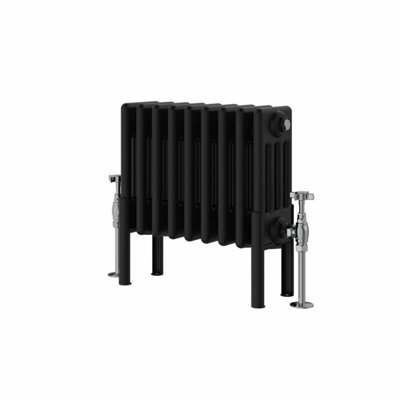 Rinse Bathrooms Traditional Radiator 300x425mm Black Horizontal 4 Column Cast Iron Radiators Heater Central Heating