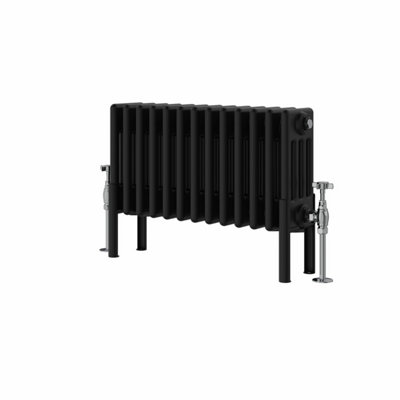 Rinse Bathrooms Traditional Radiator 300x605mm Black Horizontal 4 Column Cast Iron Radiators Heater Central Heating