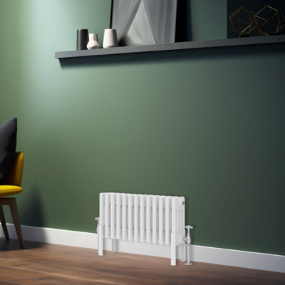 Rinse Bathrooms Traditional Radiator 300x605mm White Horizontal 4 Column Cast Iron Radiators Heater Central Heating