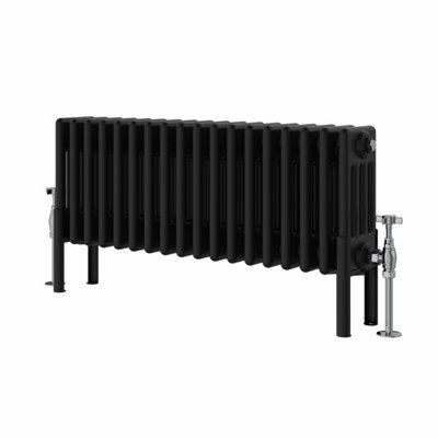 Rinse Bathrooms Traditional Radiator 300x830mm Black Horizontal 4 Column Cast Iron Radiators Heater Central Heating