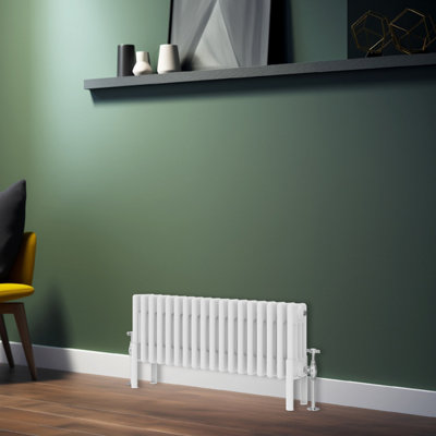 Rinse Bathrooms Traditional Radiator 300x830mm White Horizontal 4 Column Cast Iron Radiators Heater Central Heating