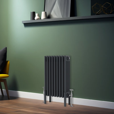 Rinse Bathrooms Traditional Radiator 600x425mm Anthracite Horizontal 4 Column Cast Iron Radiators Heater Central Heating