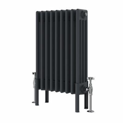 Rinse Bathrooms Traditional Radiator 600x425mm Anthracite Horizontal 4 Column Cast Iron Radiators Heater Central Heating