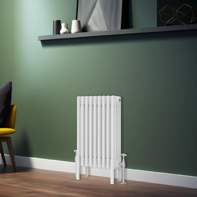 Rinse Bathrooms Traditional Radiator 600x425mm White Horizontal 4 Column Cast Iron Radiators Heater Central Heating