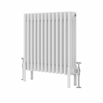 Rinse Bathrooms Traditional Radiator 600x605mm White Horizontal 4 Column Cast Iron Radiators Heater Central Heating