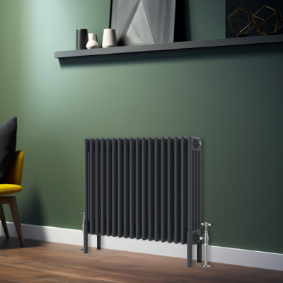 Rinse Bathrooms Traditional Radiator 600x830mm Anthracite Horizontal 4 Column Cast Iron Radiators Heater Central Heating