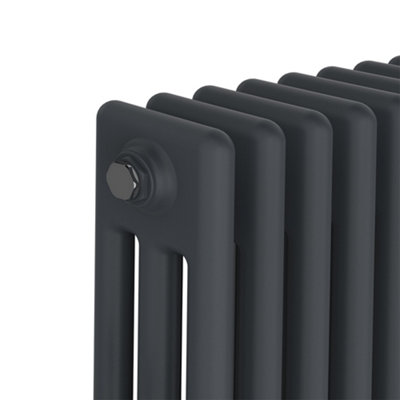 Rinse Bathrooms Traditional Radiator Anthracite Horizontal Triple Column Cast Iron Radiators Central Heating 300x1462mm