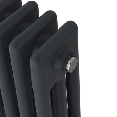 Rinse Bathrooms Traditional Radiator Anthracite Horizontal Triple Column Cast Iron Radiators Central Heating 300x427mm