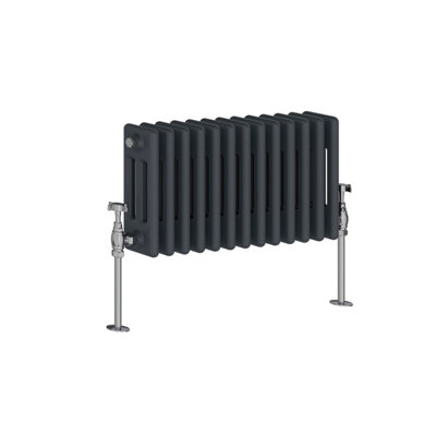 Rinse Bathrooms Traditional Radiator Anthracite Horizontal Triple Column Cast Iron Radiators Central Heating 300x607mm