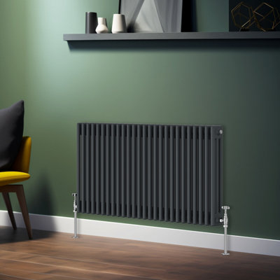 Rinse Bathrooms Traditional Radiator Anthracite Horizontal Triple Column Cast Iron Radiators Central Heating 600x1192mm