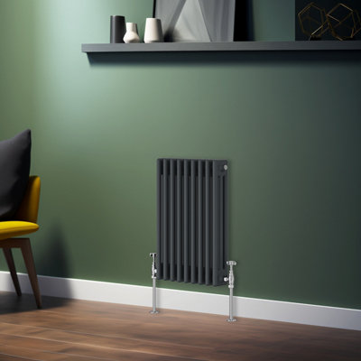 Rinse Bathrooms Traditional Radiator Anthracite Horizontal Triple Column Cast Iron Radiators Central Heating 600x427mm