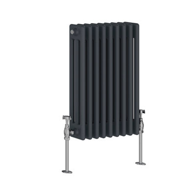 Rinse Bathrooms Traditional Radiator Anthracite Horizontal Triple Column Cast Iron Radiators Central Heating 600x427mm