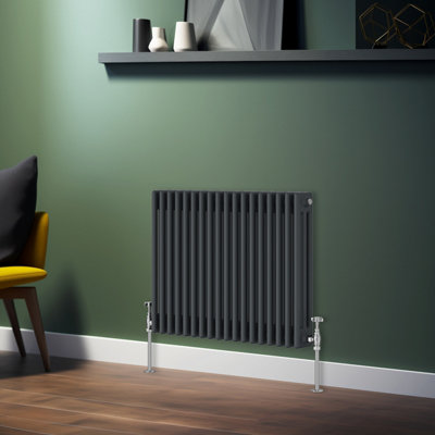 Rinse Bathrooms Traditional Radiator Anthracite Horizontal Triple Column Cast Iron Radiators Central Heating 600x832mm