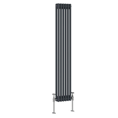 Rinse Bathrooms Traditional Radiator Anthracite Vertical Double Column Cast Iron Radiators Tall Central Heating 1500x290mm