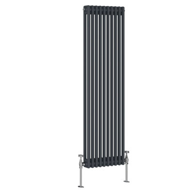 Rinse Bathrooms Traditional Radiator Anthracite Vertical Double Column Cast Iron Radiators Tall Central Heating 1500x470mm